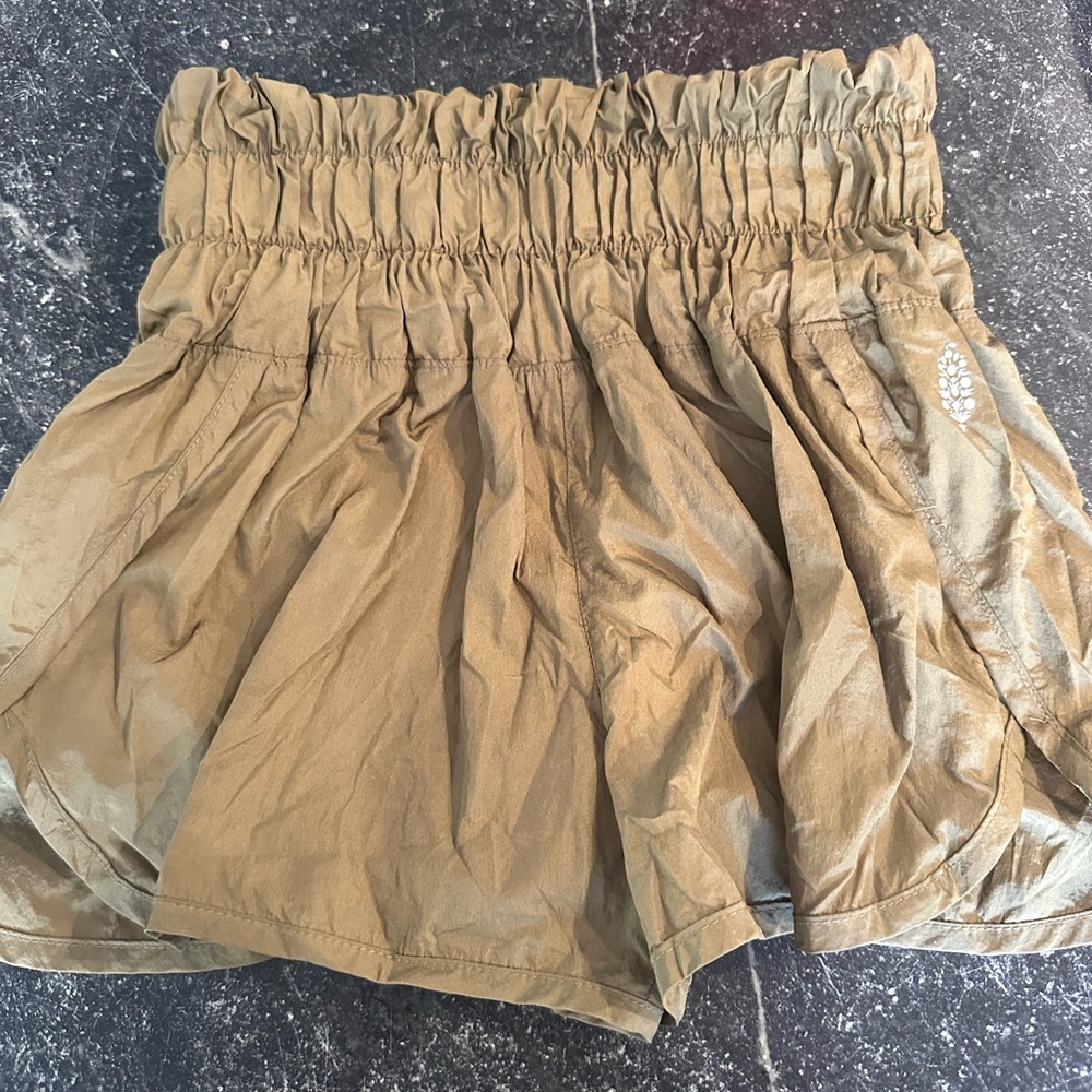 FREE PEOPLE Olive Green High-Waisted Shorts